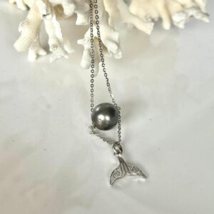 Black pearl nautical theme necklace