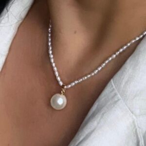 Rice Pearls with a drop Pearl Pendant