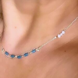 Jade & rice pearls fine chain