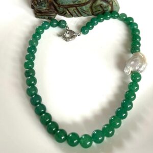 Jade with baroque pearl