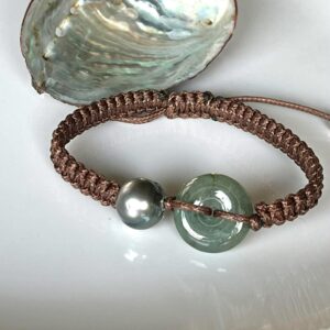 Tahitian pearl & jade bracelet